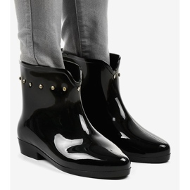 Schwarze kurze Galoschen mit Zirkonia SD97E-1 1