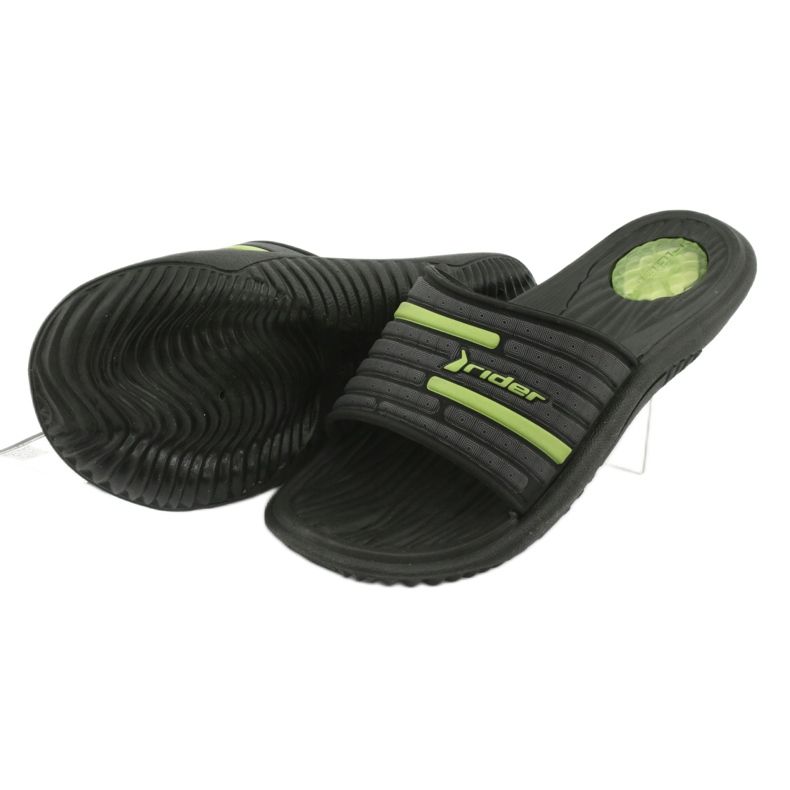 Herren Badeslipper Rider 82735 schwarz / grün grau 3