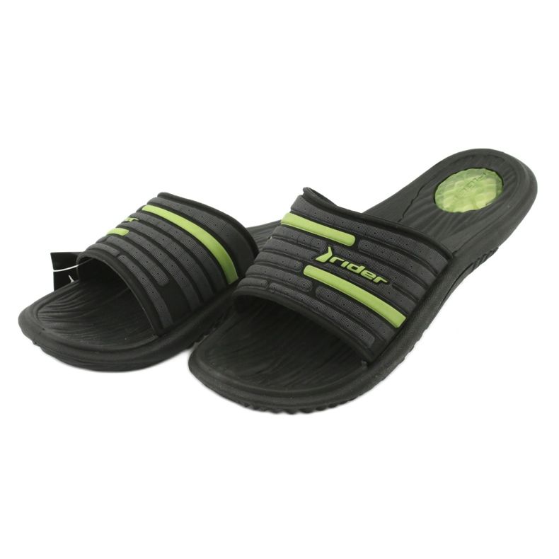 Herren Badeslipper Rider 82735 schwarz / grün grau 2