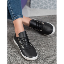 SHELOVET Stilvolle Sneaker mit Öko-Leder schwarz 2