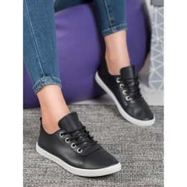 SHELOVET Stilvolle Sneaker mit Öko-Leder schwarz 1