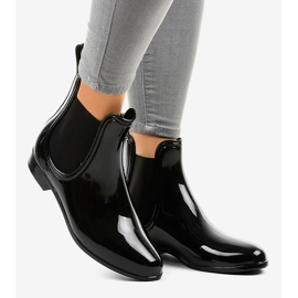 Schwarze kurze Regenstiefel mit elastischem LFF10-1 2