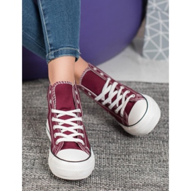 SHELOVET Hohe Textil-Sneakers rot 2