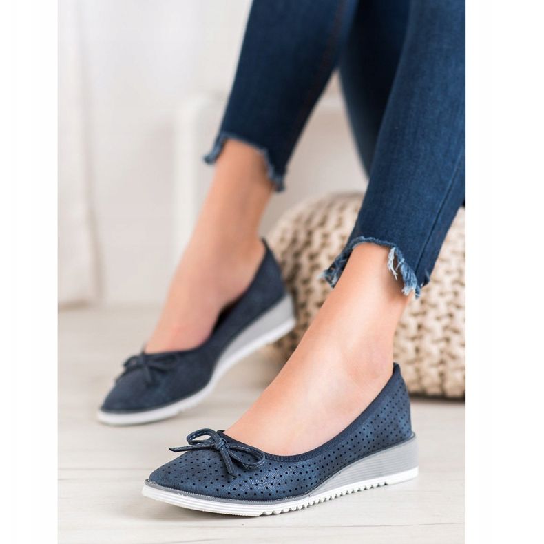 Goodin Durchbrochene Keilpumpen blau 2