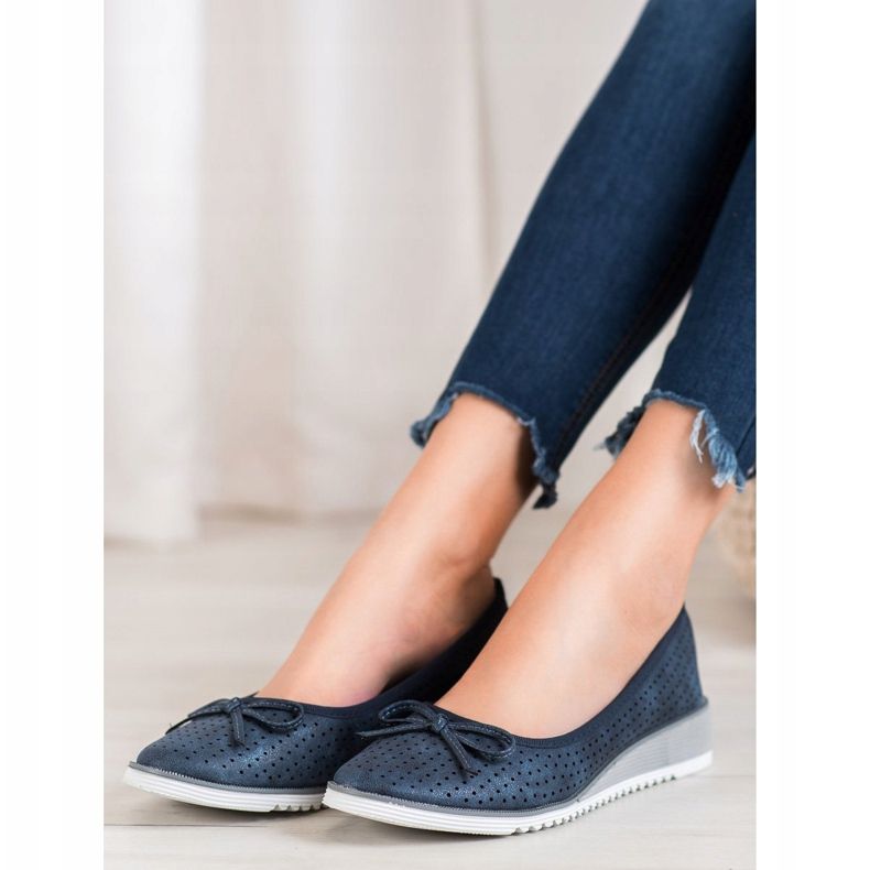 Goodin Durchbrochene Keilpumpen blau 1