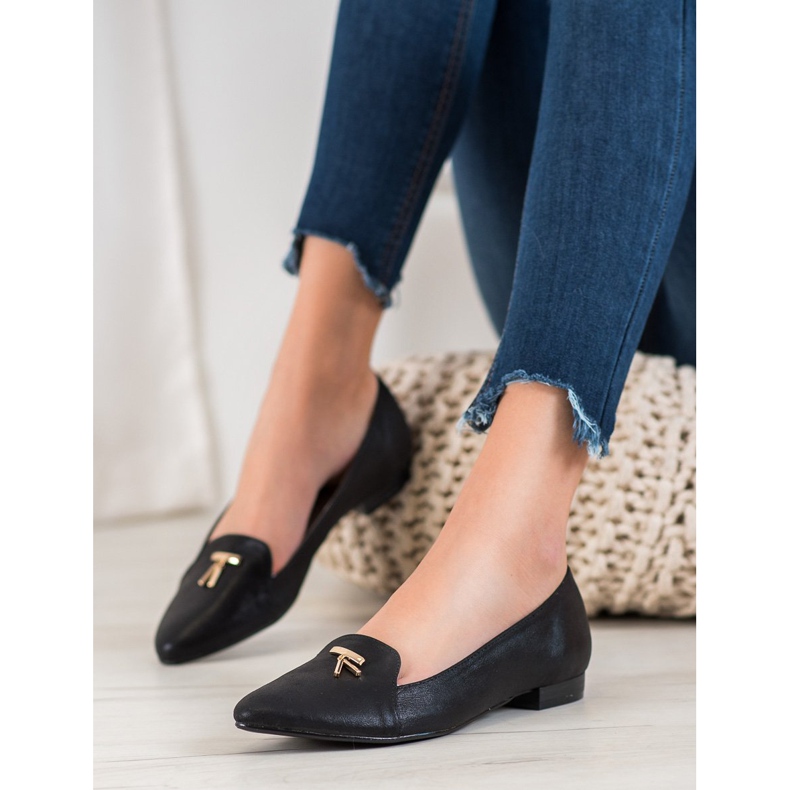 Goodin Glänzende schwarze Ballerinas 2