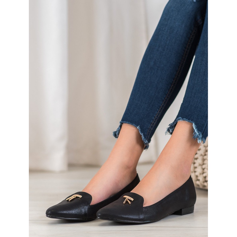 Goodin Glänzende schwarze Ballerinas 1