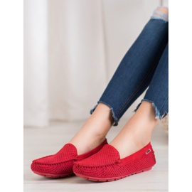 Goodin Durchbrochene Loafer mit Wildleder rot 1