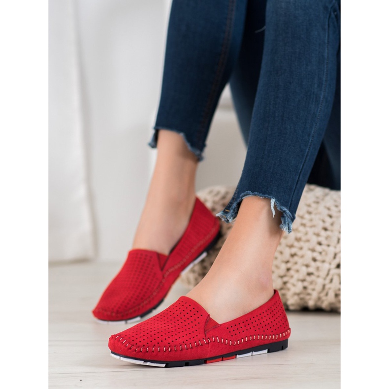 Goodin Durchbrochene Slip-On-Schuhe rot 1