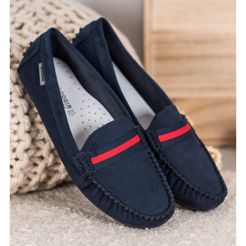 Goodin Wildleder-Loafer mit Gürtel blau 2