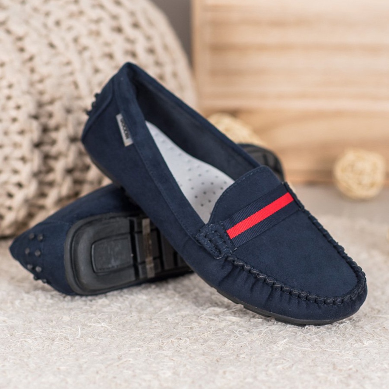 Goodin Wildleder-Loafer mit Gürtel blau 1
