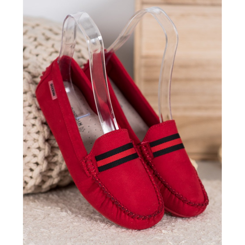 Goodin Wildleder-Loafer mit Gürtel rot 1
