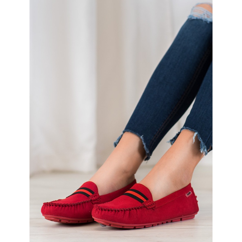 Goodin Wildleder-Loafer mit Gürtel rot 2