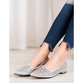 Goodin Elegante durchbrochene Ballerinas grau 2