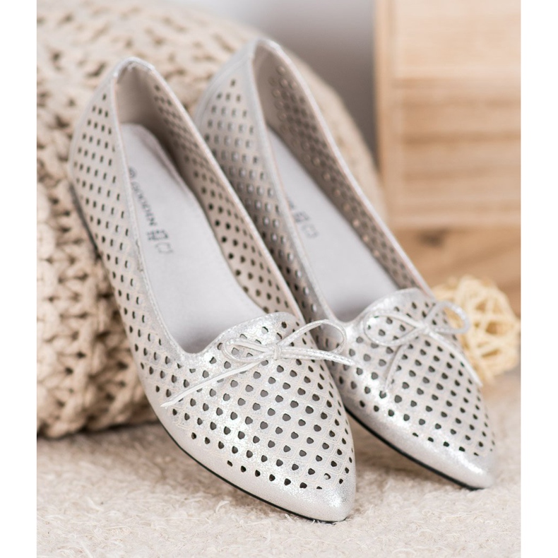 Goodin Elegante durchbrochene Ballerinas grau 1
