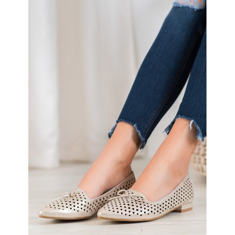 Goodin Elegante durchbrochene Ballerinas golden 1