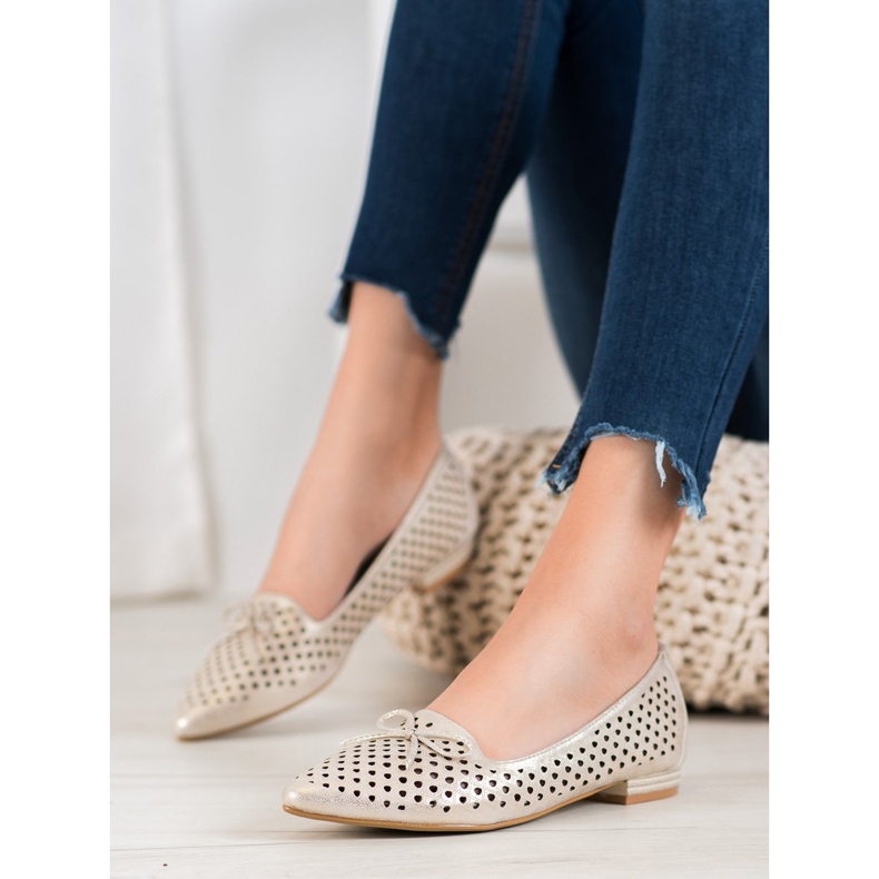 Goodin Elegante durchbrochene Ballerinas golden 2