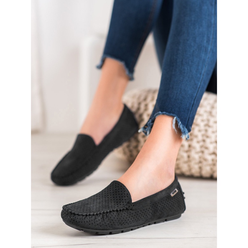 Goodin Durchbrochene Loafer mit Wildleder schwarz 2