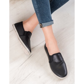 SHELOVET Glänzende Slip-On-Schuhe schwarz 1