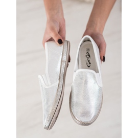 SHELOVET Glänzende Slip-On-Schuhe grau 1