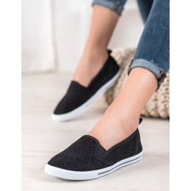 SHELOVET Slipper mit Glitzer schwarz 1