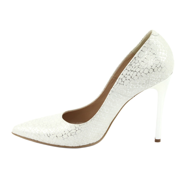 Pumps auf einem silbernen Pin Espinto 391/63 weiß grau 2