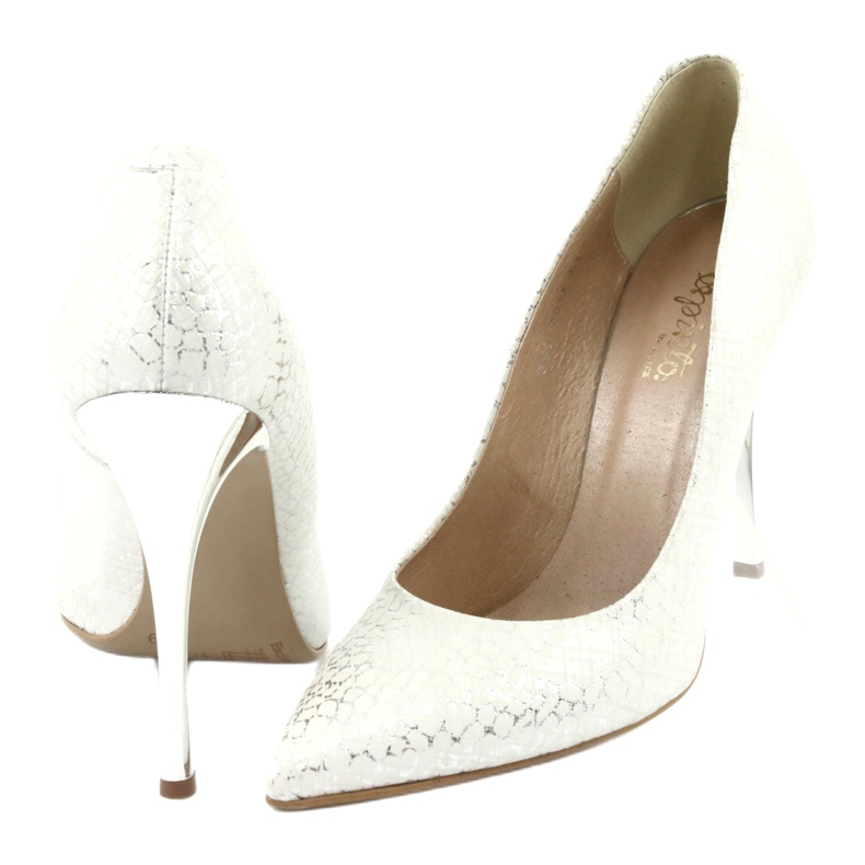 Pumps auf einem silbernen Pin Espinto 391/63 weiß grau 4