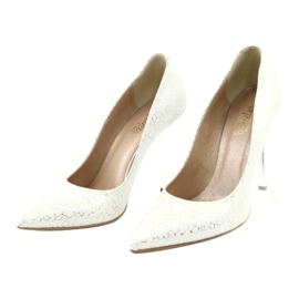 Pumps auf einem silbernen Pin Espinto 391/63 weiß grau 3