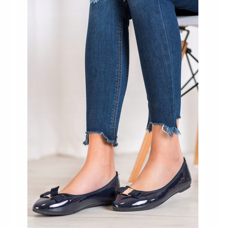 Fama Lackierte Ballerina mit Schleife navy blau 1