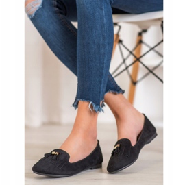 Fama Wildleder Herren mit Fransen schwarz 1