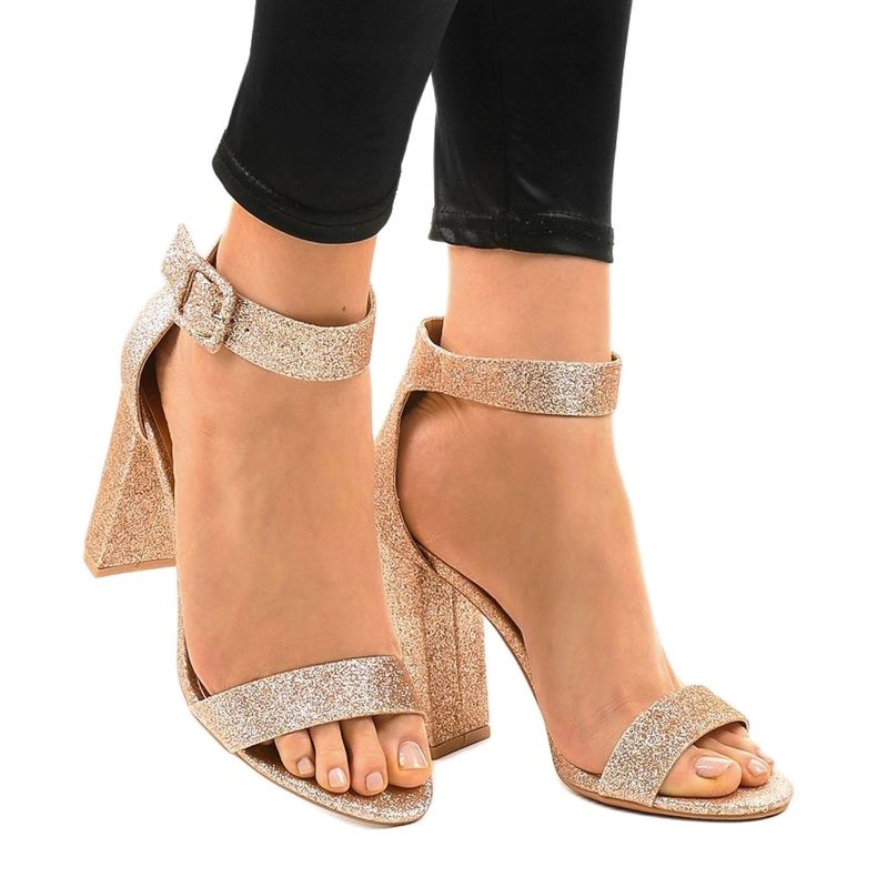 Rosa offene Glitzerpumps ZY-161 gelb 1