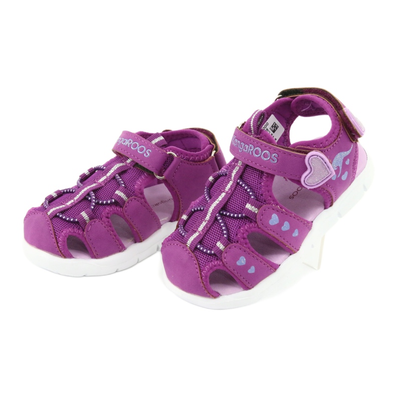 KangaRoos Sandalen Mädchen mit Herzen Kängurus 02035 violett rosa grau 3