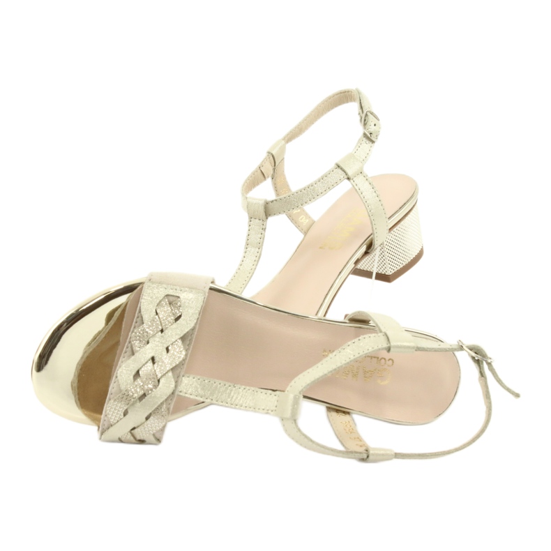 Gamis Frauen Ledersandalen Beige/Gold 3936 5