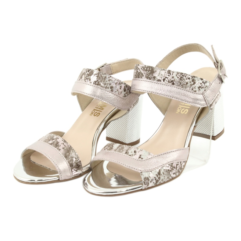 Sandalen auf dem Gamis 3942 post beige rosa silber- 3