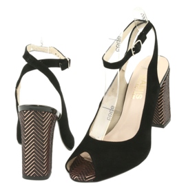 Gamis Schwarze Ledersandalen von Frauen schwarz 3930 4