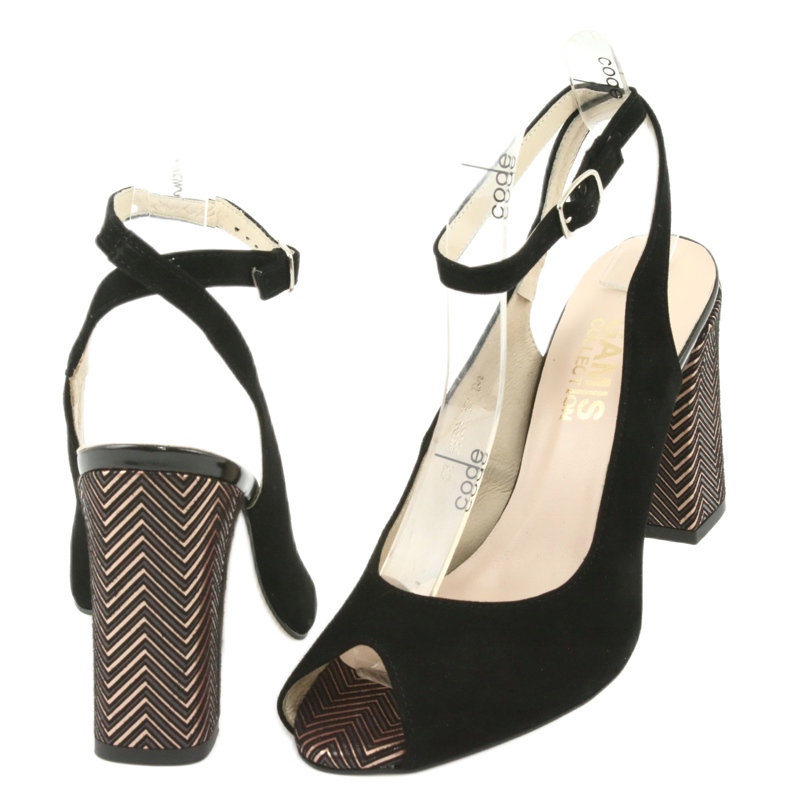 Gamis Schwarze Ledersandalen von Frauen schwarz 3930 4