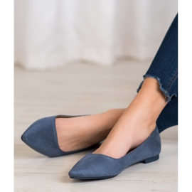 SHELOVET Wildleder Ballerina In Spitz blau 2