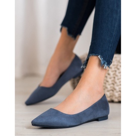 SHELOVET Wildleder Ballerina In Spitz blau 1