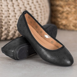 Fama Ballerinas mit durchbrochenem Muster schwarz 1