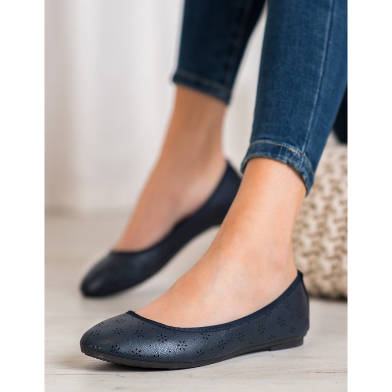 Fama Ballerinas mit durchbrochenem Muster blau 1