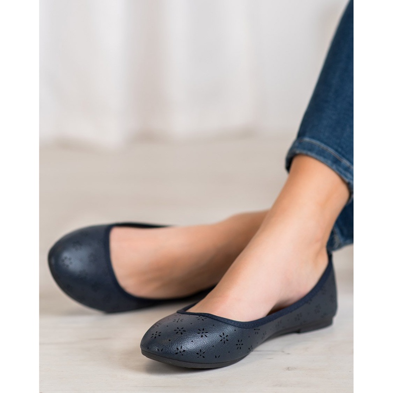 Fama Ballerinas mit durchbrochenem Muster blau 2