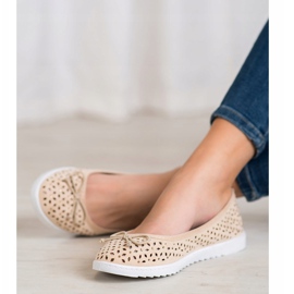 SHELOVET Durchbrochene Ballerina mit Schleife braun 1