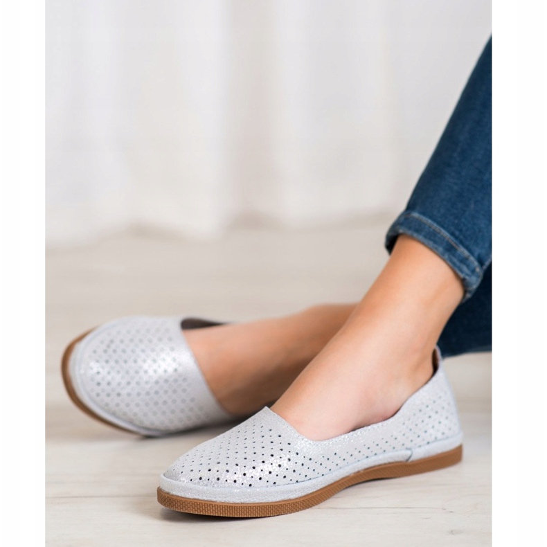 VINCEZA Brokat Slipper grau 1