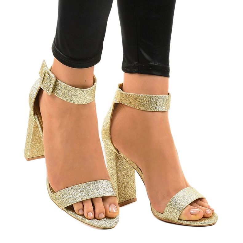 ZY-161 goldene offene Glitzerpumps 1