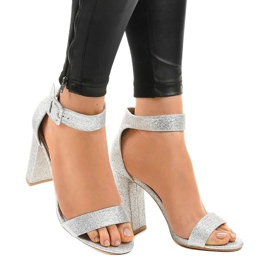 Silberne offene Glitzerpumps ZY-161 grau 1