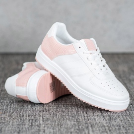 SHELOVET Stylische Schuhe auf der Plattform weiß rosa 1
