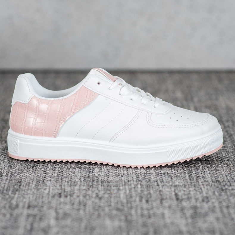 SHELOVET Stylische Schuhe auf der Plattform weiß rosa 2