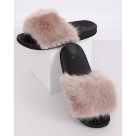 Beige Hausschuhe mit Fell CK107P Beige 1