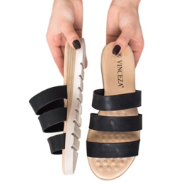 Schwarze VINCEZA Hausschuhe 1