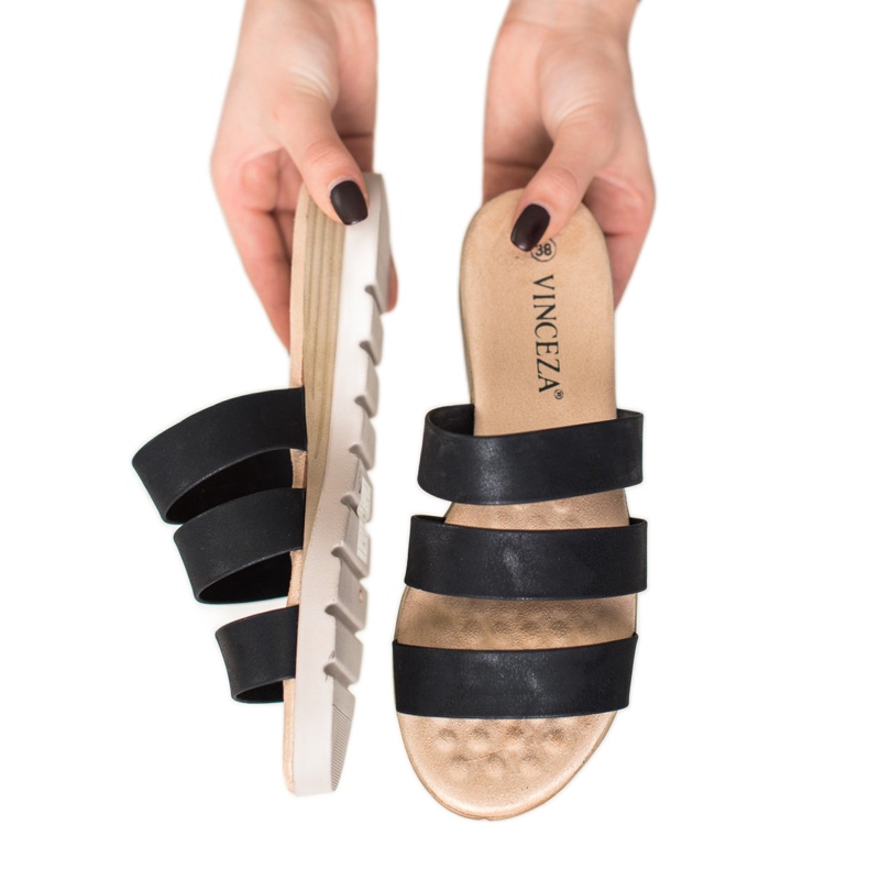 Schwarze VINCEZA Hausschuhe 1